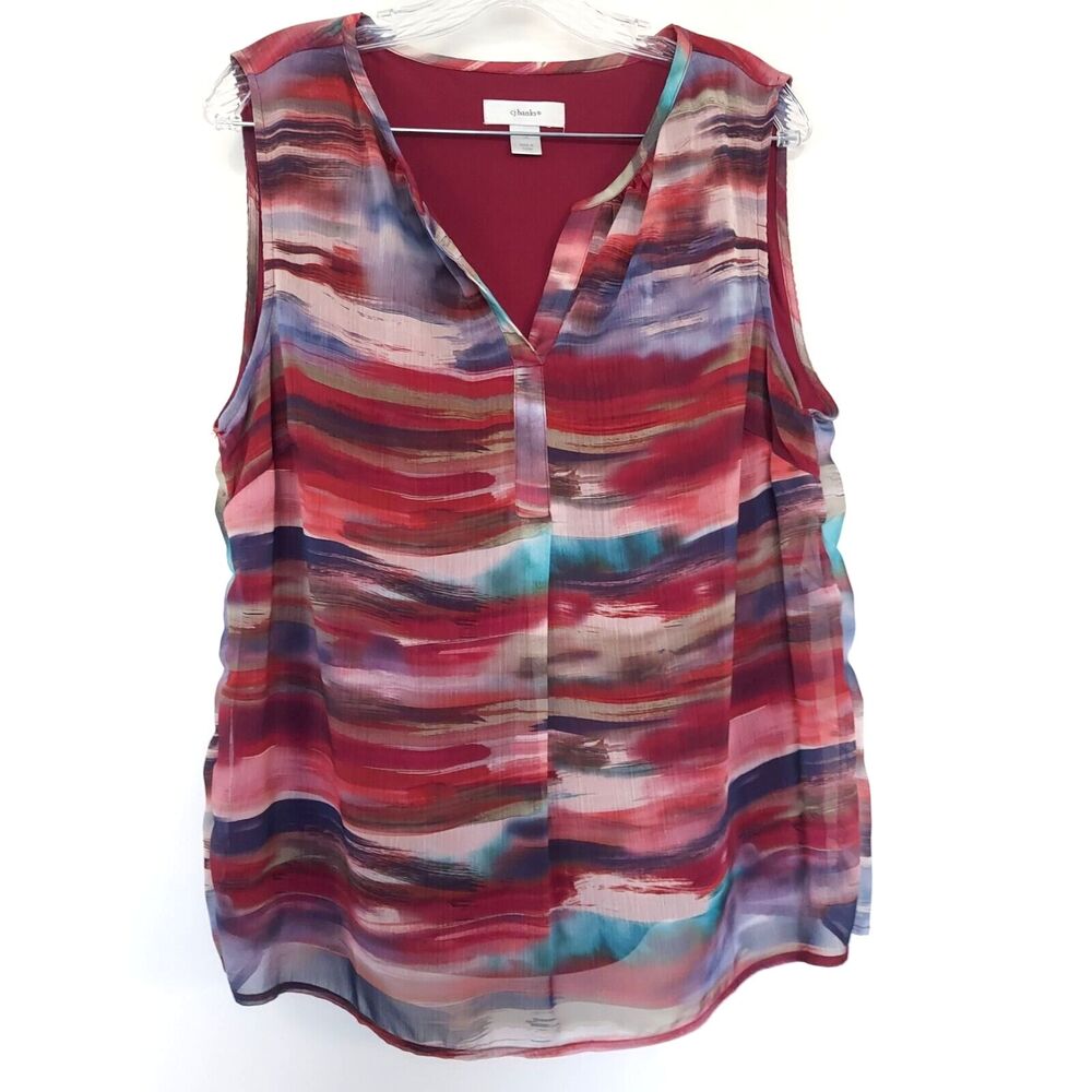 CJ Banks Tank Top 1X Sleeveless Colorful Red Blouse